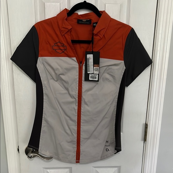 Harley-Davidson Tops - Harley-Davidson Women's Orange and Gray Short Sleeve Top